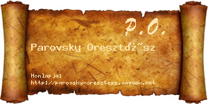 Parovsky Oresztész névjegykártya